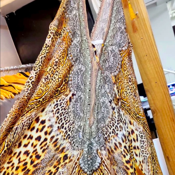 NEW Vaid Leopard Luxury Crystal Halter Maxi Dress - Picture 4 of 14